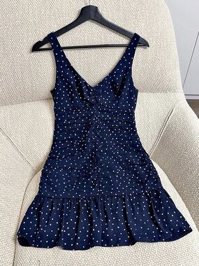 BCBG Generation Polka Dot Mini Dress in Blue Size Small